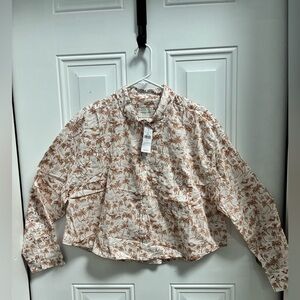 American Eagle Women's Cropped Oxford Button-Up Shirt